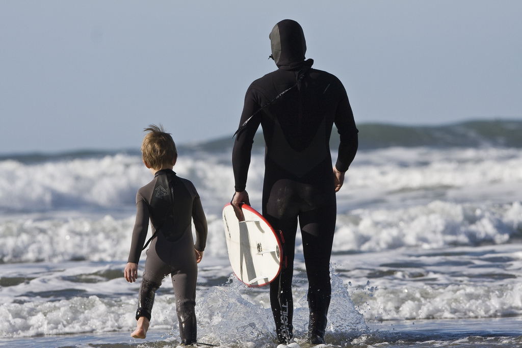 surfing with son